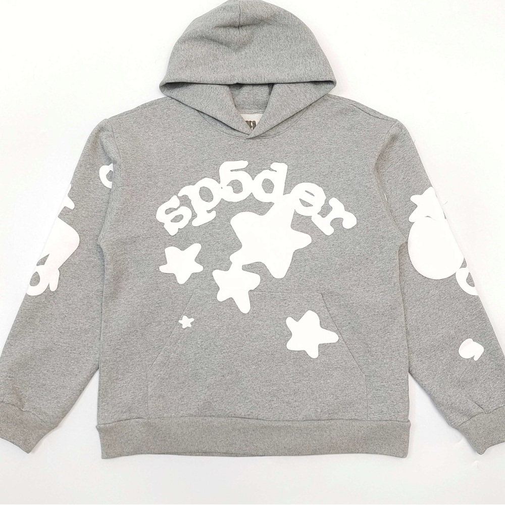 Gray Hoodie with White Star Design